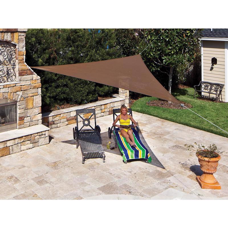 Coolaroo Ready-To-Hang Polyethylene Shade Fabric Triangle Shade Sail Canopy 11.9 ft. H X 10 ft. W X