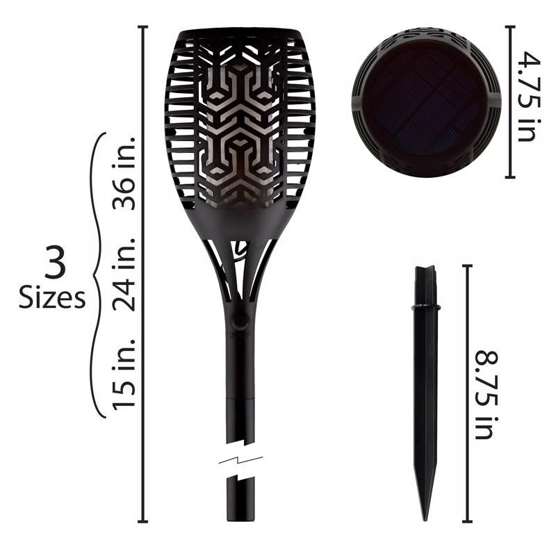 Shawshank LEDz Black Ceramic 12-36 in. Round Garden Torch