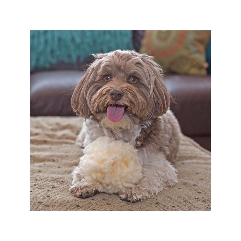 HuggleHounds For Dog Beige Fleece Ball Dog Toy Small
