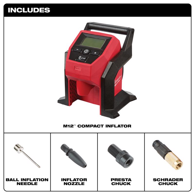 Milwaukee M12 1 gal Vertical Portable Hand-Held Air Compressor 120 psi 0.25 HP