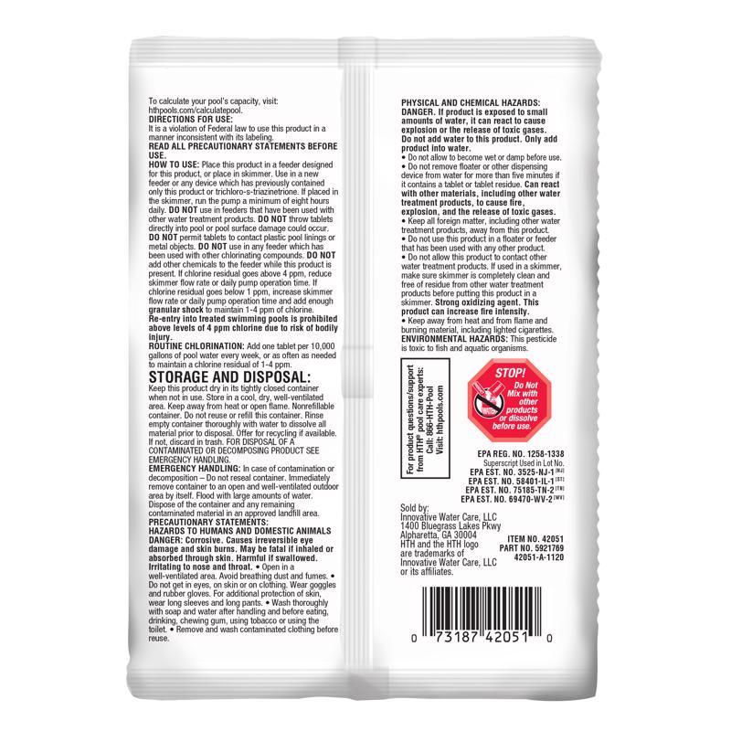 HTH Pool Care 3" Tablet Chlorinating Chemicals 8 oz