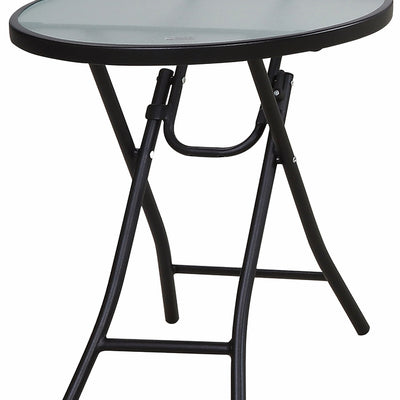 Living Accents Black Round Glass Folding Side Table