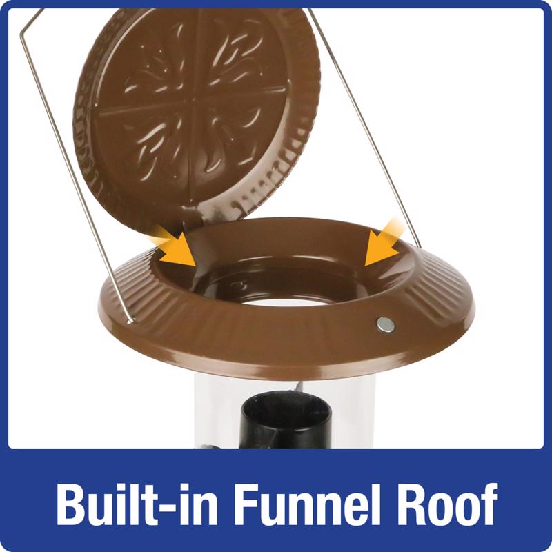 Nature's Way Funnel Flip-Top Wild Bird and Finch 6 lb Metal/Plastic Funnel Flip-Top Tube Bird Feeder