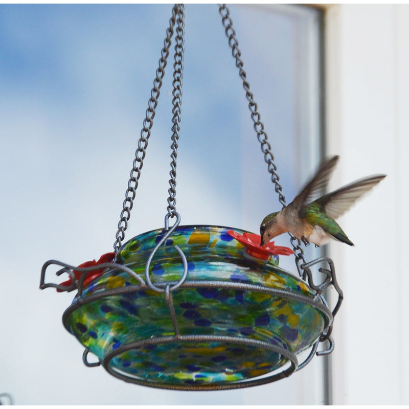 Nature's Way Hummingbird 16 oz Glass/Metal Illuminated Nectar Bird Feeder 3 ports