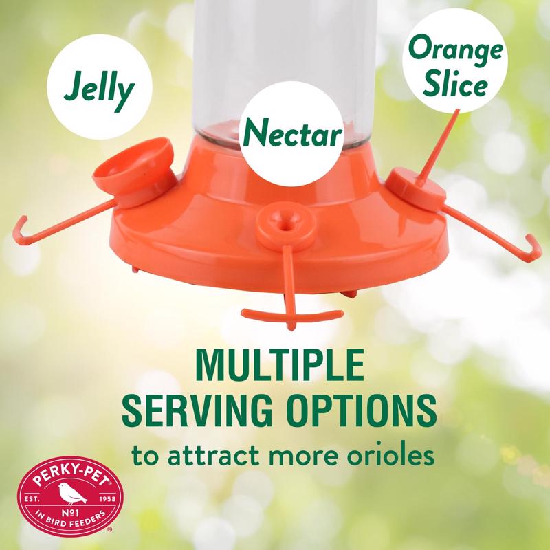 Perky-Pet Oriole 30 oz Glass/Plastic Nectar Bird Feeder 4 ports