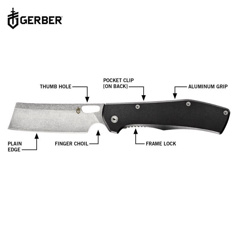 Gerber Flatiron Black 7CR17MOV Steel > 6 in. Folding Knife