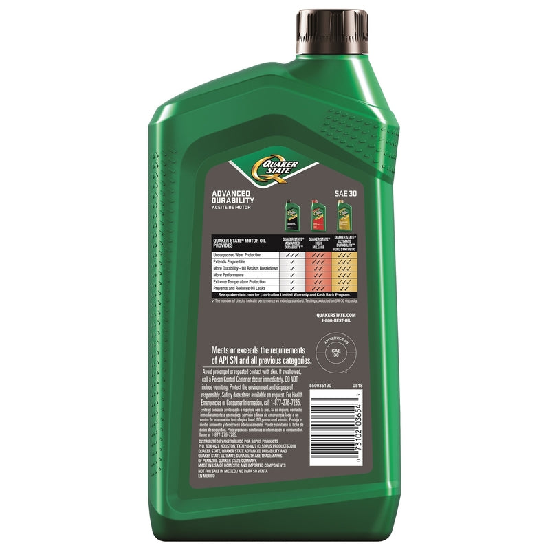 Quaker State Peak Performance SAE 30 4-Cycle Heavy Duty Motor Oil 1 qt