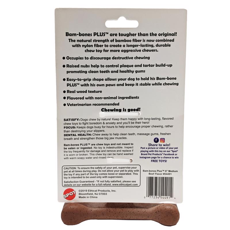 Spot Bam-bones Plus Beef Chews For Dogs 6 in.
