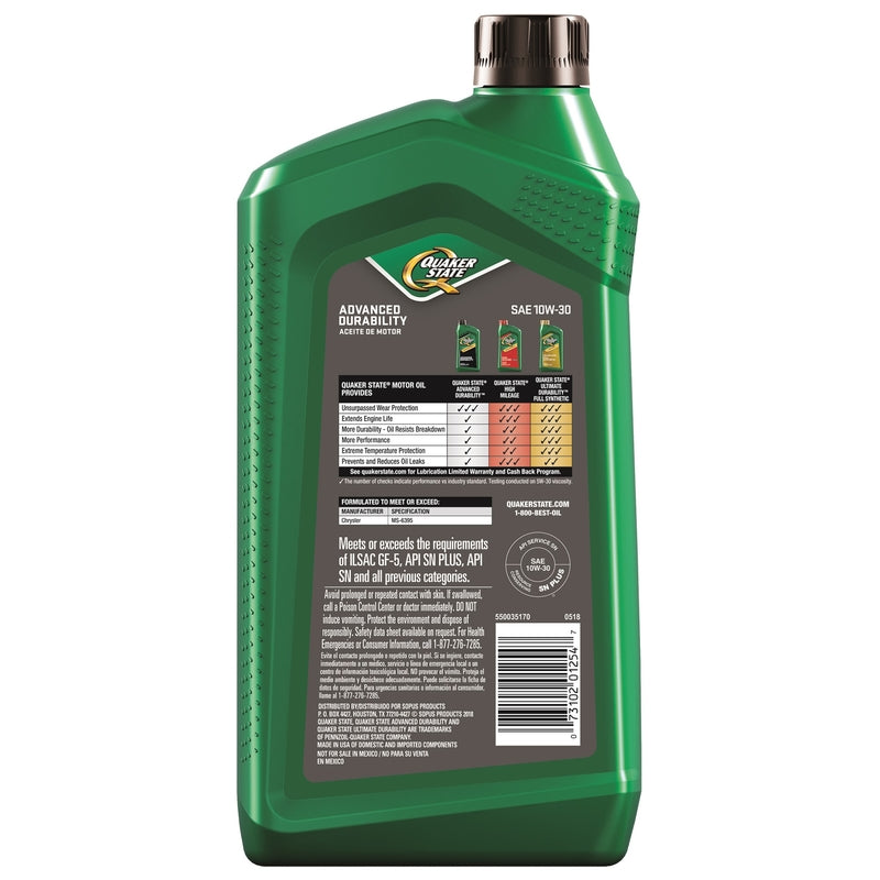 Quaker State Peak Performance 10W-30 4-Cycle Conventional Motor Oil 1 qt