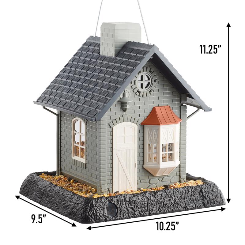 North States Village Wild Bird 5 lb Plastic Bayside Cottage Hopper Bird Feeder 4 ports