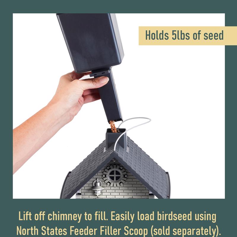 North States Village Wild Bird 5 lb Plastic Bayside Cottage Hopper Bird Feeder 4 ports