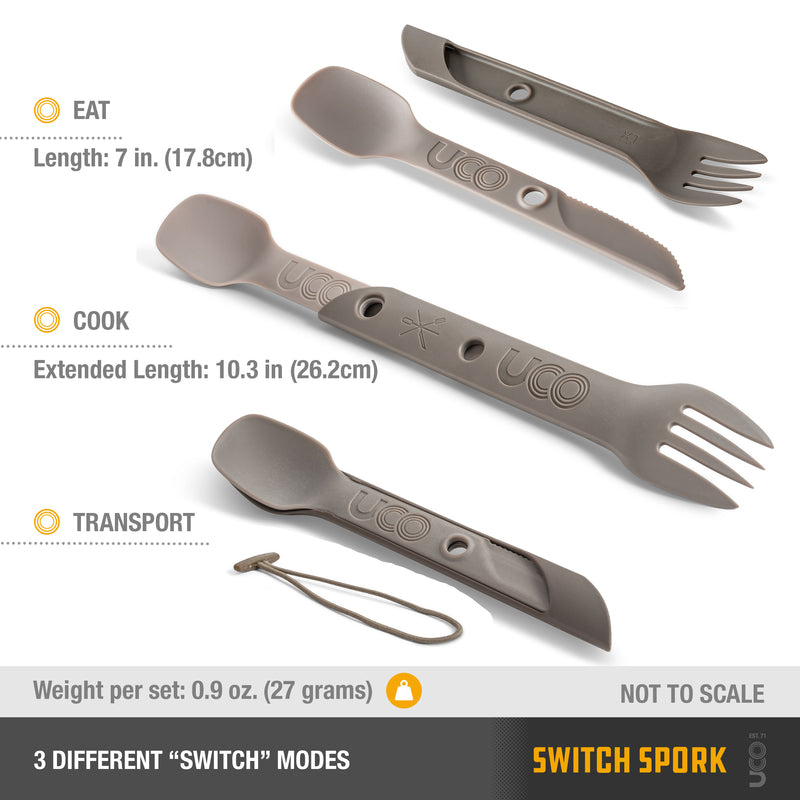 UCO Switch Camping Flatware 7 in. L