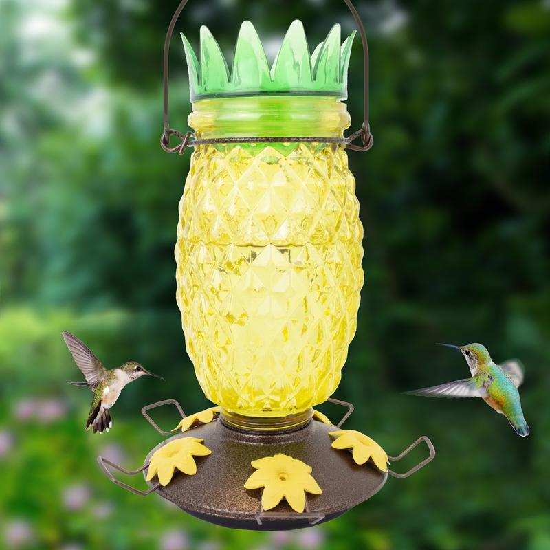 Perky-Pet Hummingbird 28 oz Glass/Plastic Pineapple Nectar Bird Feeder 5 ports