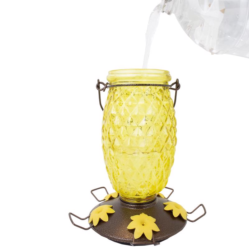 Perky-Pet Hummingbird 28 oz Glass/Plastic Pineapple Nectar Bird Feeder 5 ports