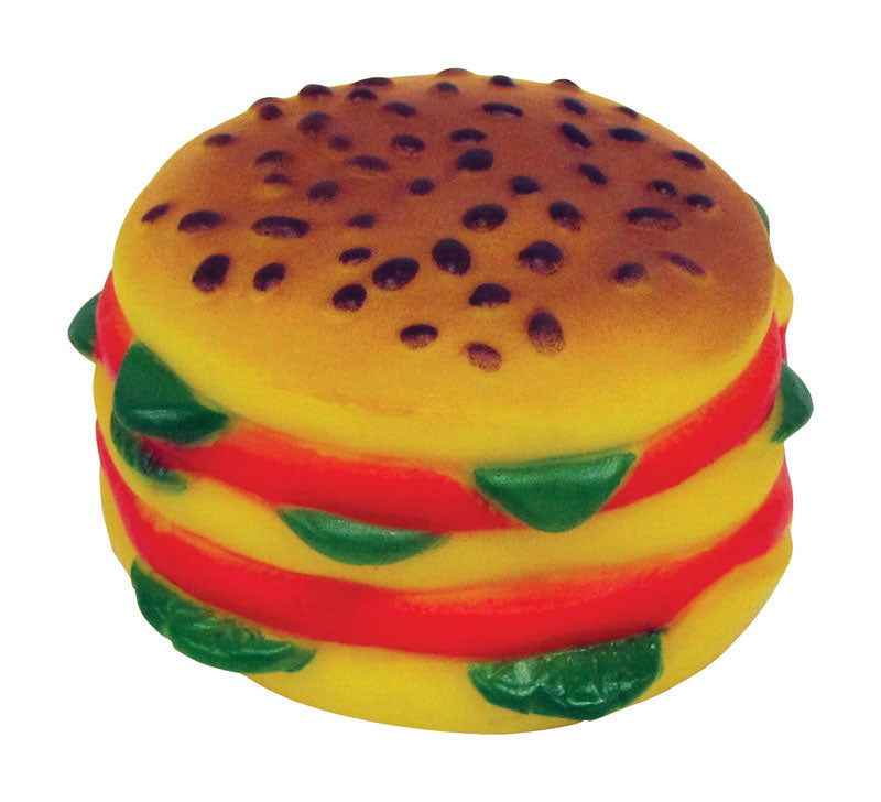 Boss Pet Digger's Multicolored Vinyl Hamburger Squeaky Dog Toy Large