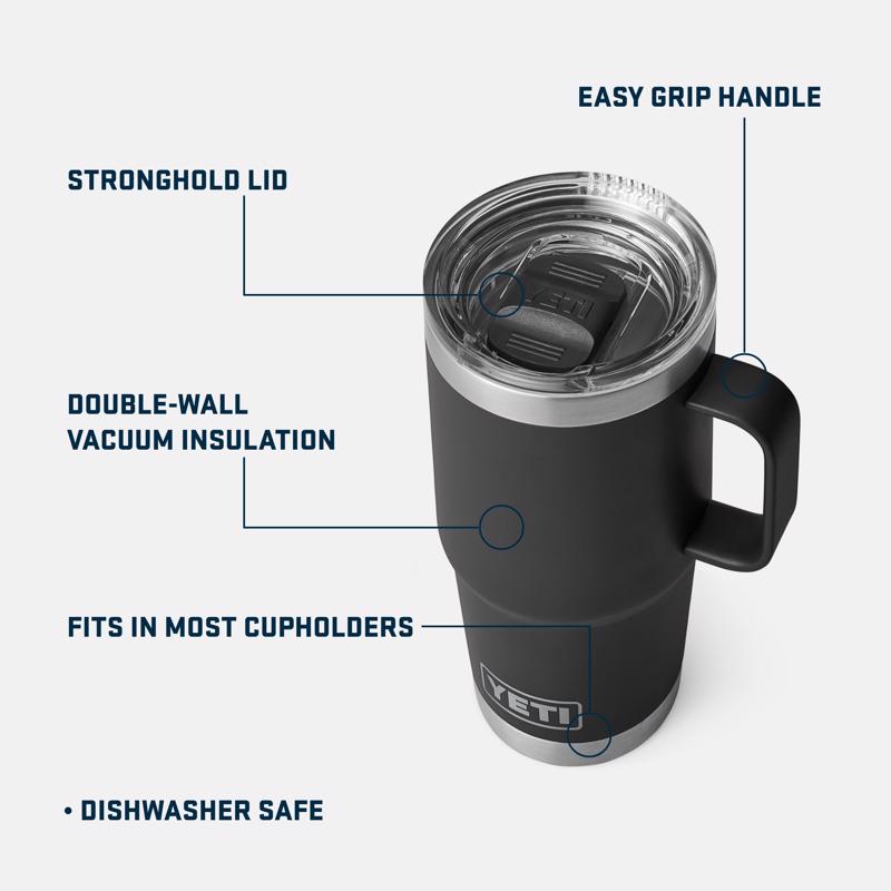 YETI Rambler 20 oz Black BPA Free Travel Mug
