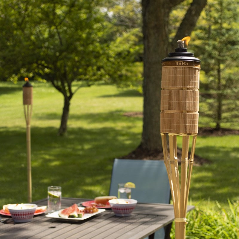TIKI Easy Pour Brown Bamboo 60 in. Tiki Outdoor Torch