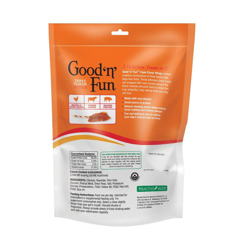 Good 'n' Fun Triple Flavor Wings Treats For Dogs 4 oz
