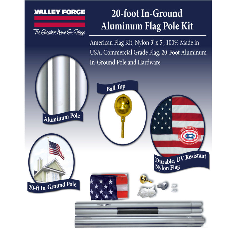 Valley Forge American Flag Kit 36 in. H X 60 in. W