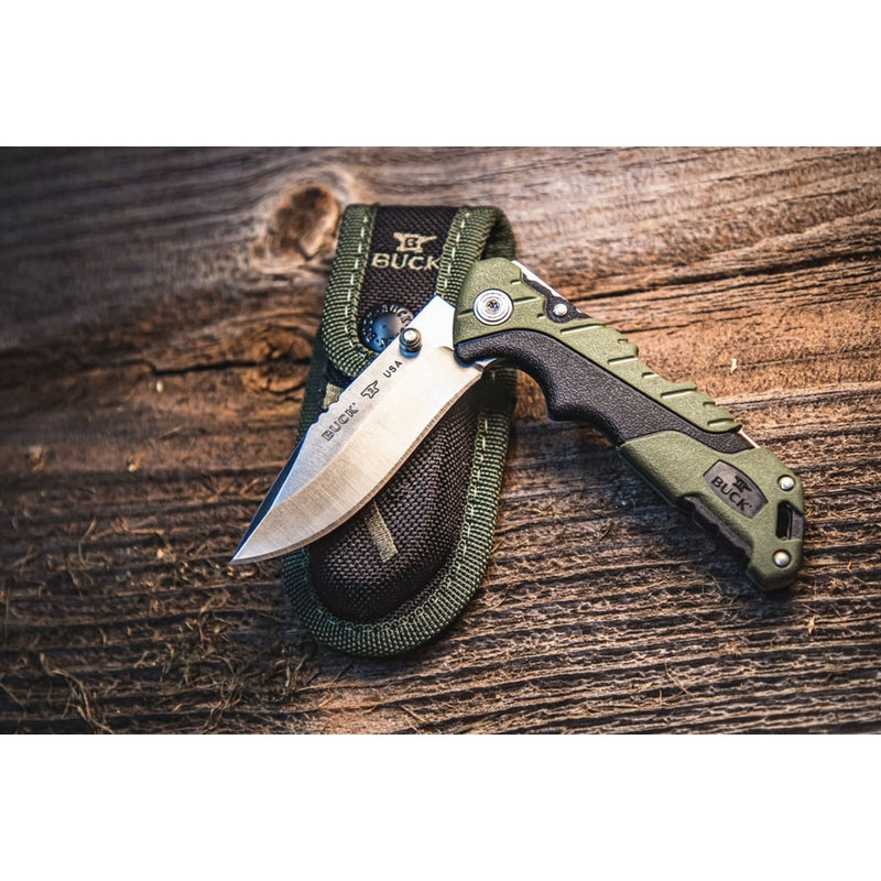 Buck Knives Folding Pursuit Black/Green 420 HC Steel > 6 in. Folding Knife