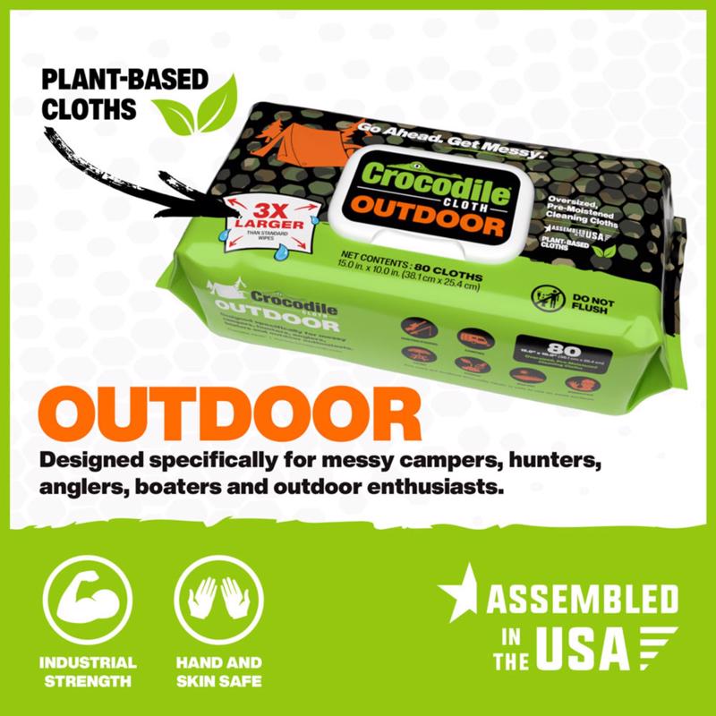 Crocodile Cloth Outdoor White Cloth 10 in. W X 15 in. L 80 wipes
