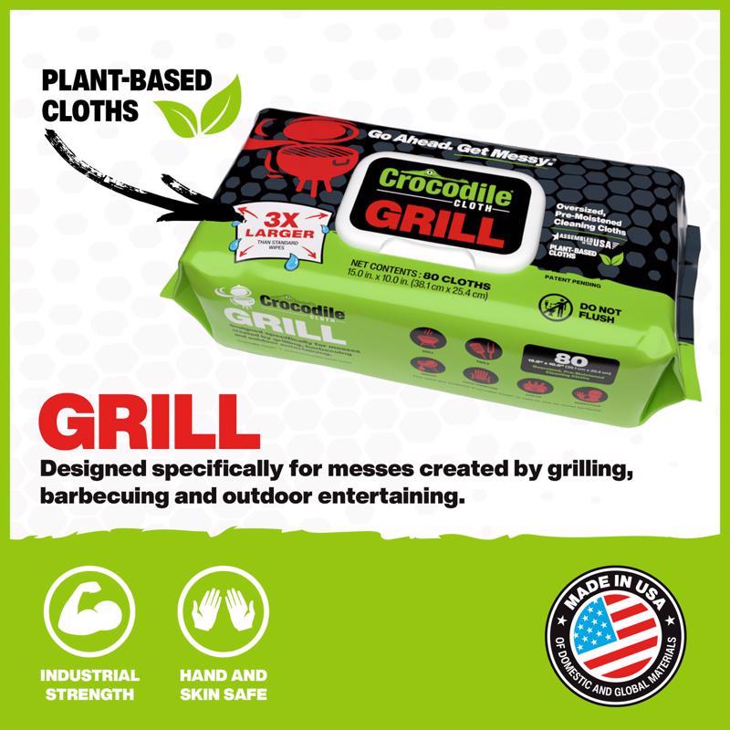 Crocodile Cloth Grill Wipes 80 wipes 3.5 in. H X 15 in. L X 10 in. W