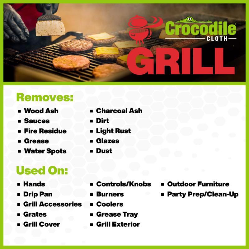 Crocodile Cloth Grill Wipes 80 wipes 3.5 in. H X 15 in. L X 10 in. W