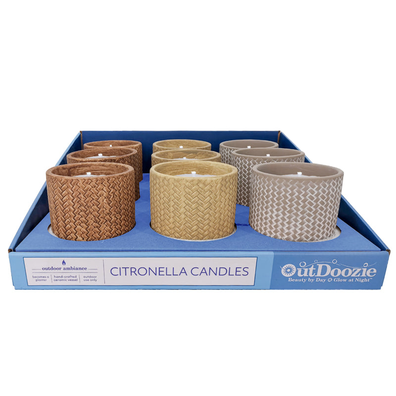 Trendspot Assorted Ceramic 4 in. H X 4 in. L X 4 in. W Reed Citronella Candle