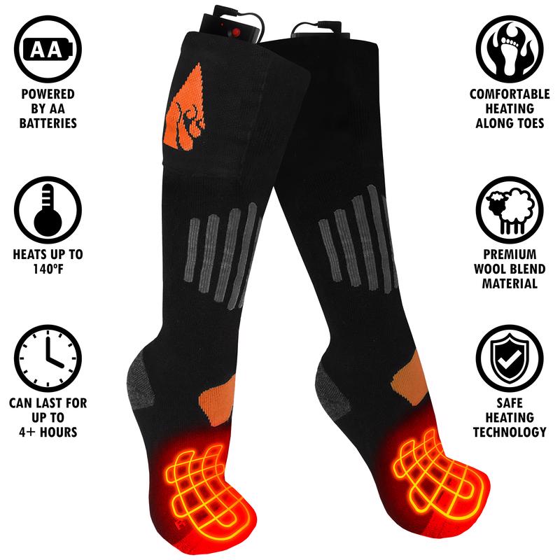 ActionHeat Unisex Heated S/M Socks Black