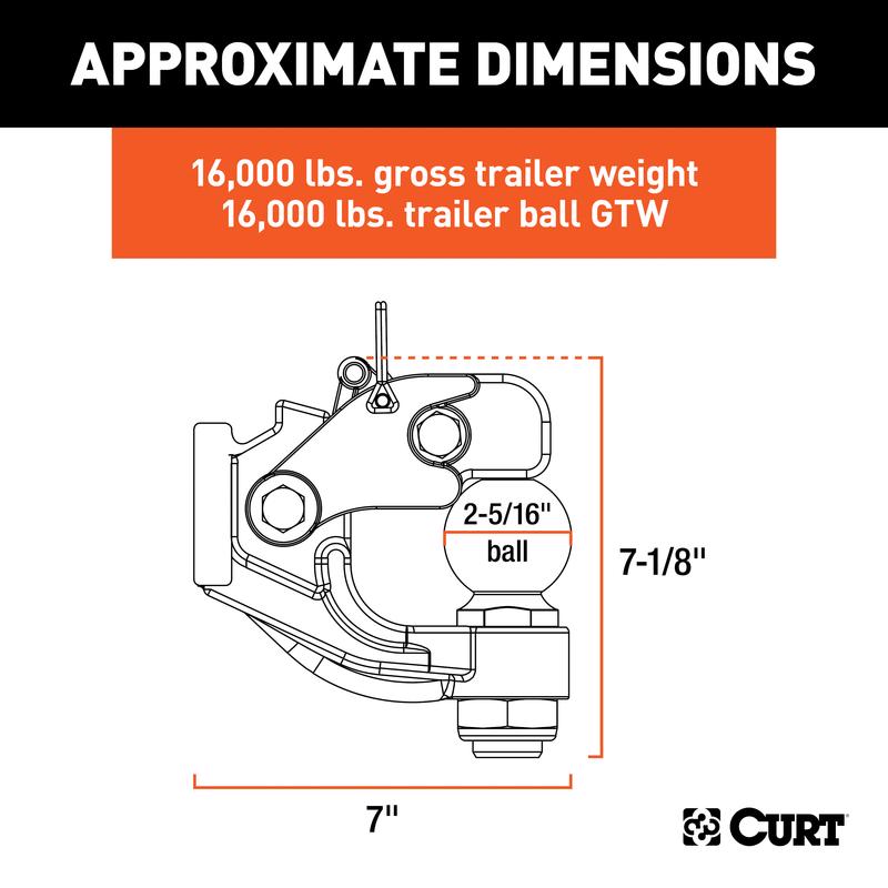 CURT 16000 lb. cap. 2.31 in. Ball and Pintle Hitch