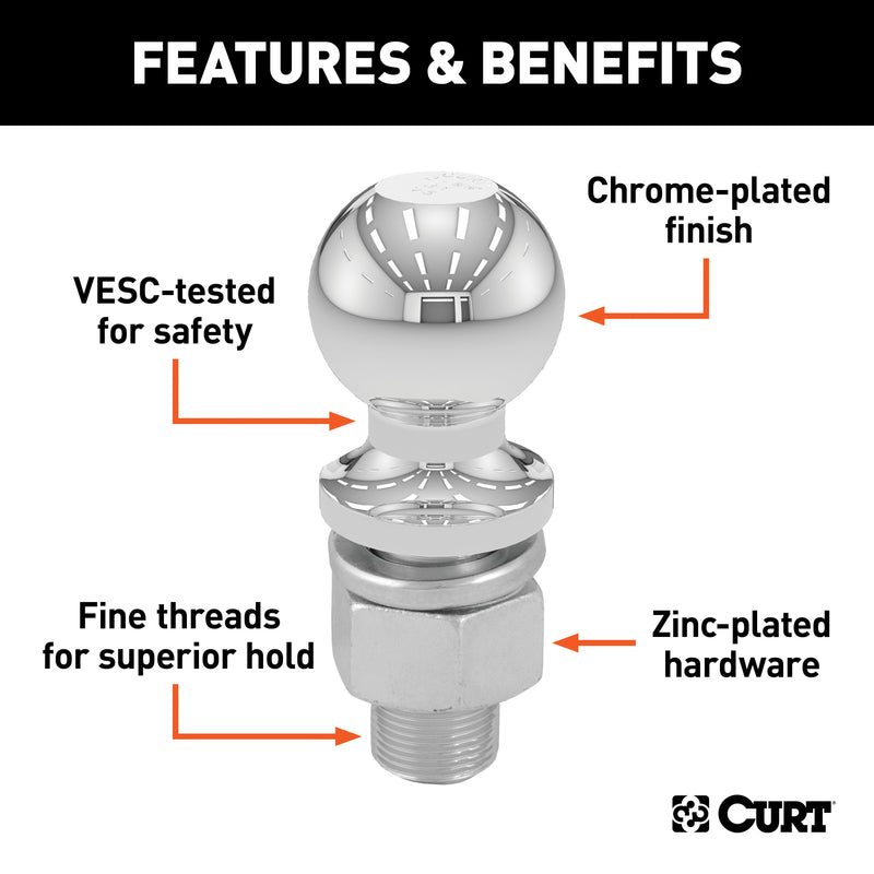 CURT 3500 lb. cap. 2 in. Hitch Ball