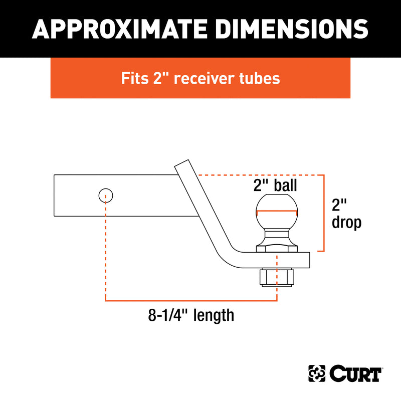 CURT 7500 lb. cap. 2 in. Ball Mount Kit