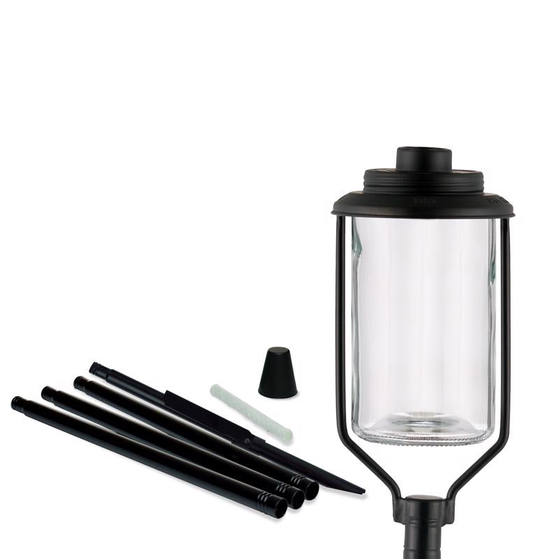 TIKI Convertible Black/Clear Glass/Metal 65 in. Tiki Outdoor Torch