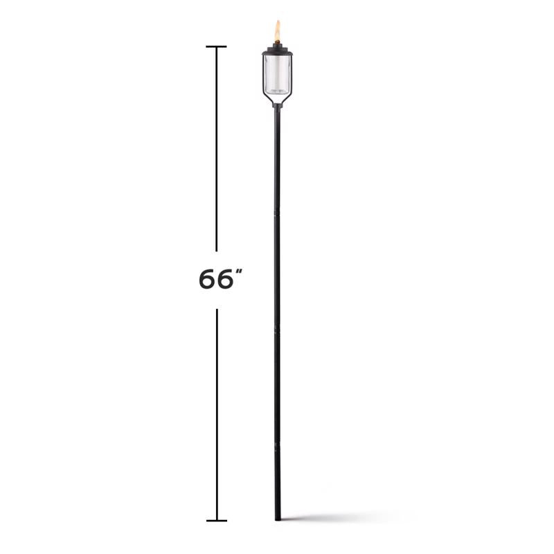 TIKI Convertible Black/Clear Glass/Metal 65 in. Tiki Outdoor Torch