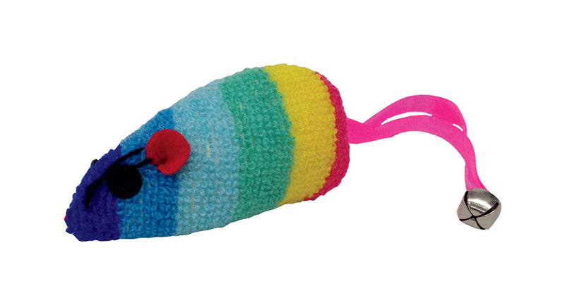 Scruffys Multicolored Fleece Rainbow Mouse Catnip Toy Large