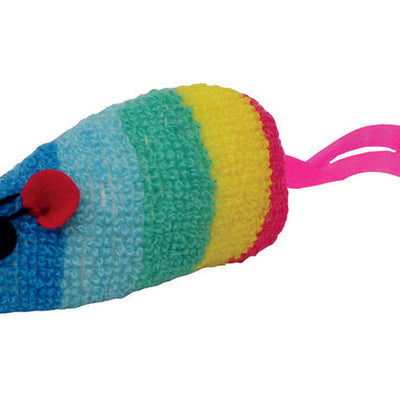 Scruffys Multicolored Fleece Rainbow Mouse Catnip Toy Large