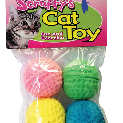 Scruffys Assorted Foam Sponge Balls Cat Toy Large 4 pk