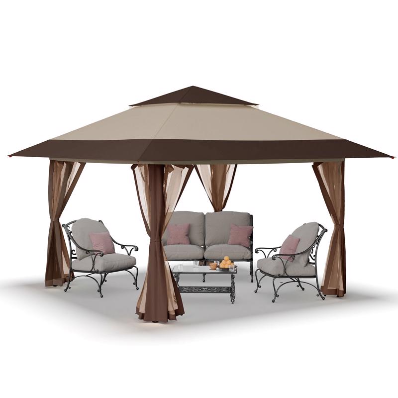 Crown Shade One Touch 150D Polyester Canopy with Screen Kit 9.25 ft. H X 13 ft. W X 13 ft. L