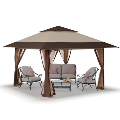 Crown Shade One Touch 150D Polyester Canopy with Screen Kit 9.25 ft. H X 13 ft. W X 13 ft. L