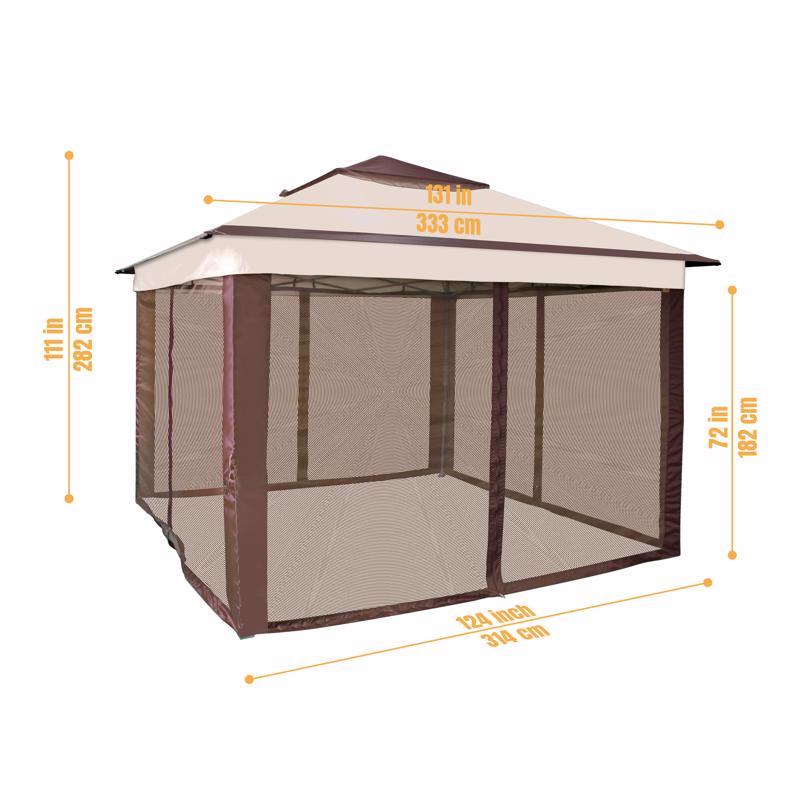 Crown Shade One Touch 150D Polyester Canopy with Screen Kit 9.25 ft. H X 13 ft. W X 13 ft. L
