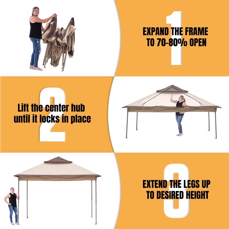 Crown Shade One Touch 150D Polyester Canopy with Screen Kit 9.25 ft. H X 13 ft. W X 13 ft. L