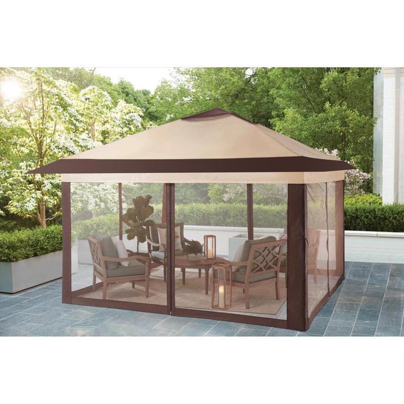 Crown Shade One Touch 150D Polyester Canopy with Screen Kit 9.25 ft. H X 13 ft. W X 13 ft. L