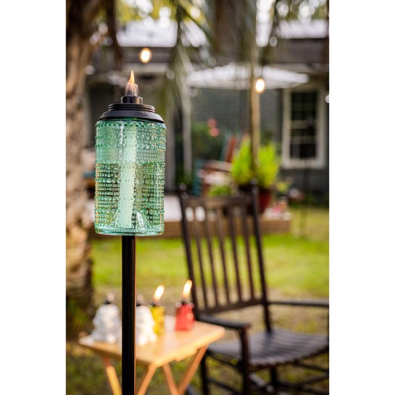 TIKI Blue Glass 68 in. Carnival Garden Torch
