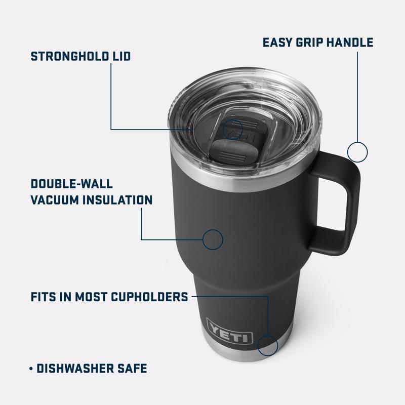 YETI Rambler 30 oz Black BPA Free Travel Mug