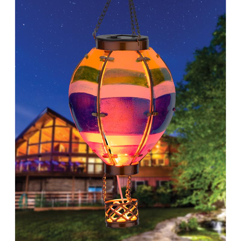 Regal Art & Gift Multicolored Glass/Metal 15 in. H X 5 in. L X 5 in. W Hot Air Striped Balloon Lante