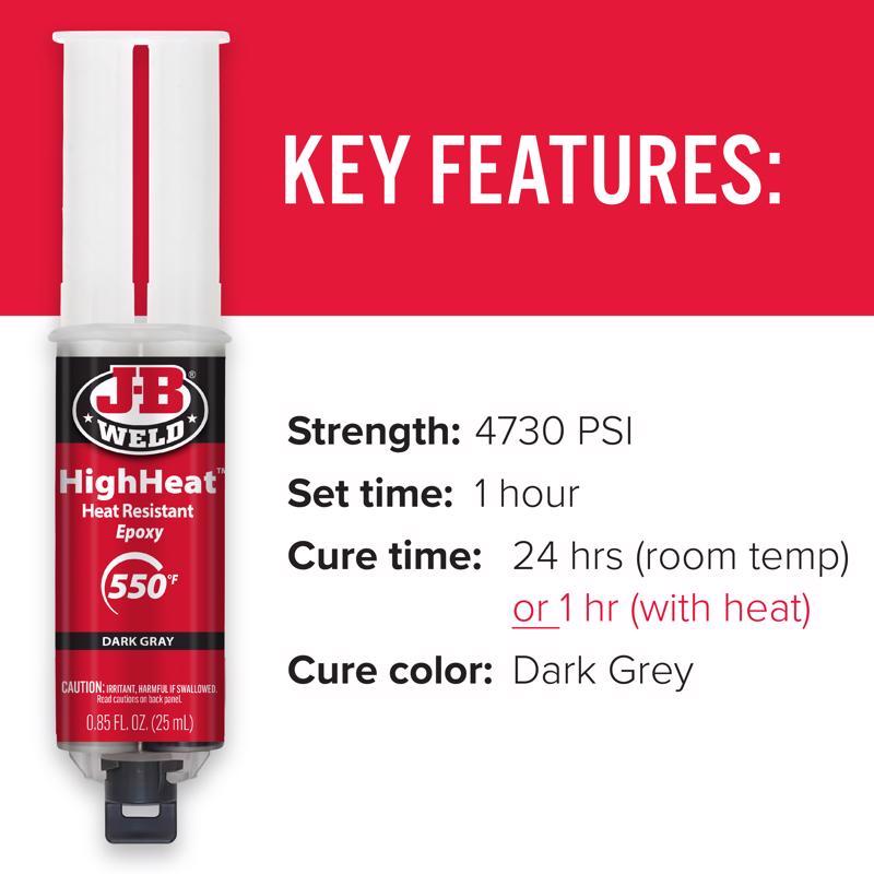 J-B Weld High Heat High Strength Acrylic Dark Gray Epoxy 0.85 oz