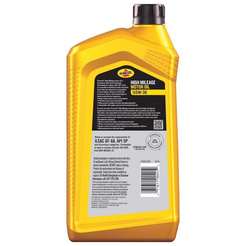 Pennzoil High Mileage Vehicle 5W-30 High Mileage Motor Oil 1 qt