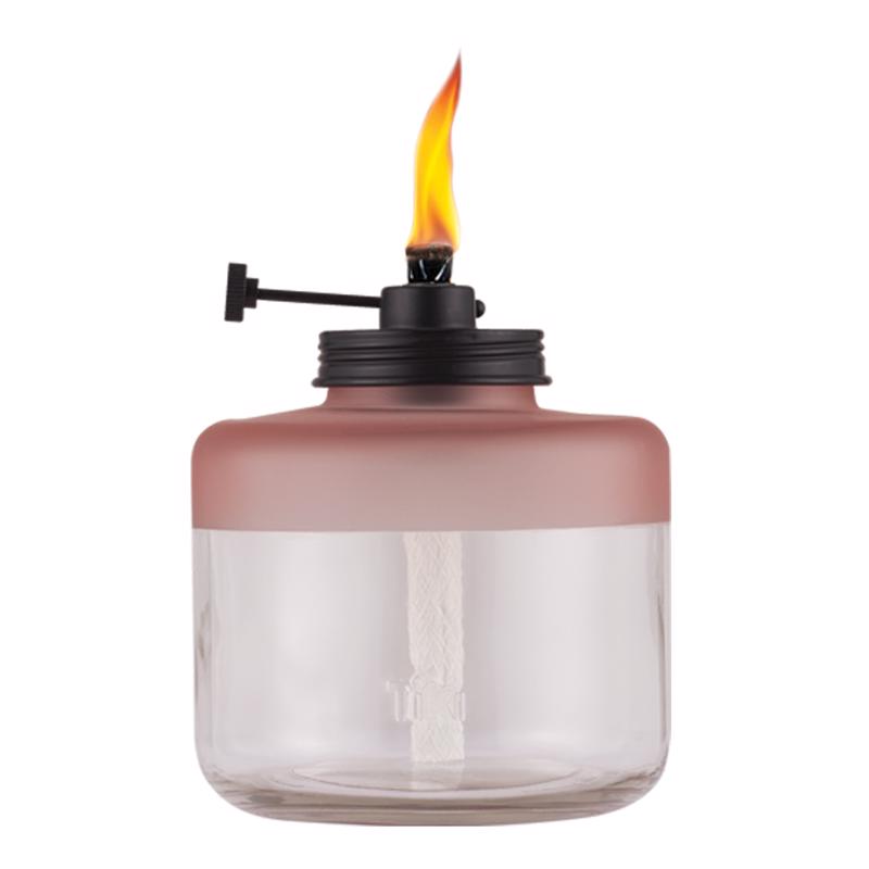TIKI Adjustable Flame Pink Glass 6.5 in. Tabletop Torch