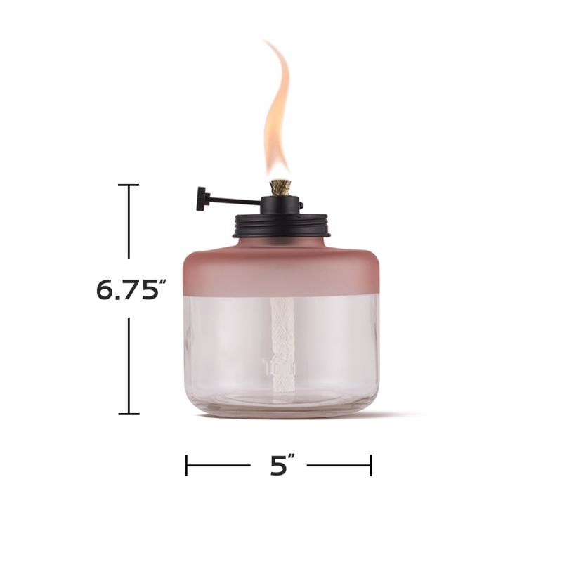 TIKI Adjustable Flame Pink Glass 6.5 in. Tabletop Torch