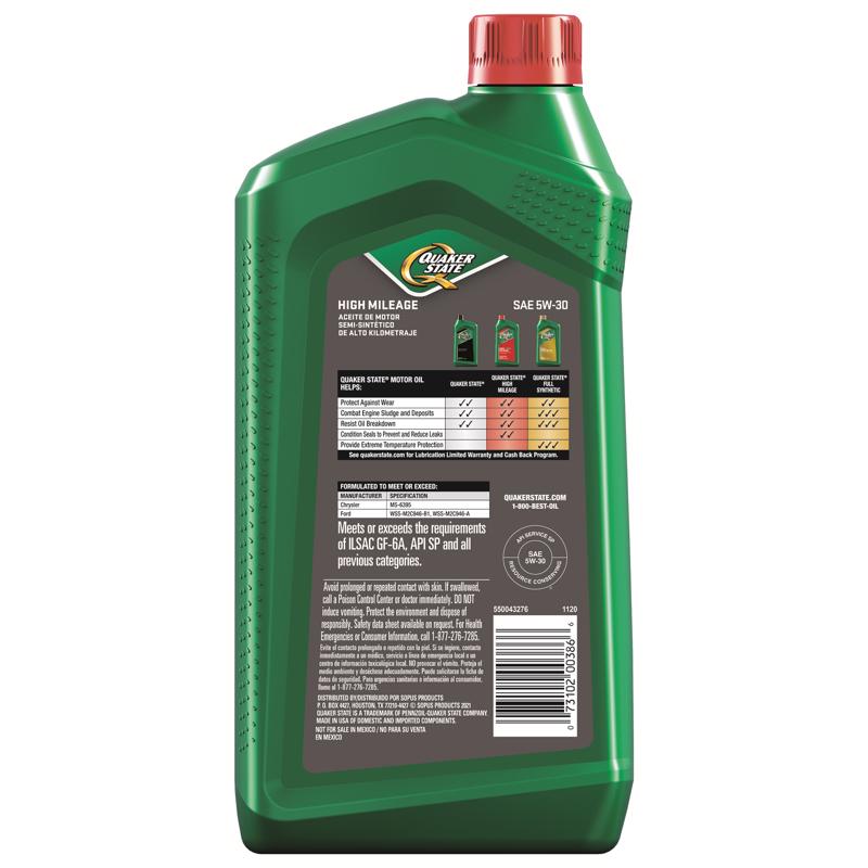 Quaker State Defy 5W-30 Gasoline High Mileage Motor Oil 1 qt